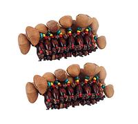 BESTonZON 2pcs Raw African Drum Bell Toy South African Women Boho Jewelry Nut Shell Handbell Musical Instrument Decorative Bangle