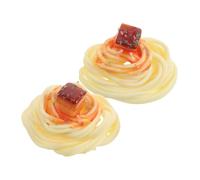 BESTonZON 2pcs Realistic Fake Spaghetti Props Artificial Noodle Model for Restaurant Display Pretend Play with Marbled Meat Italian Pasta Simulation
