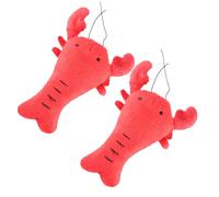 BESTonZON 2pcs Red Plush Lobster Dog Chew with Squeaker, Sturdy Small and Medium Dog for Interactive Play and Teeth Cleaning
