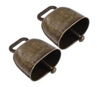 BESTonZON 2Pcs Rustic Cowbells Noisemaker with Handle Durable Iron Calling Bells for Outdoor Sports Weddings Parties Emergency Use Loud Sound for Football Games and Public Events
