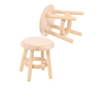 BESTonZON 2pcs Scale Miniature Wooden Dollhouse Stool Lightweight Portable High Bar Chair with Natural Wood Grain Stable Design for Kitchen Living DIY Mini Furniture Accessories
