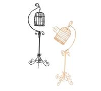 BESTonZON 2pcs Scale Openable Victorian Style with Floor Stand Gold and Black Tiny Dollhouse Furniture for Micro Landscape Craft Decor and Miniature Display