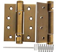 BESTonZON 2pcs Self-Closing Hydraulic Door Hinges Heavy Duty Auto Close Spring Hinges for Interior and Exterior Doors 4x3x3 Inch in Antique Brass Finish