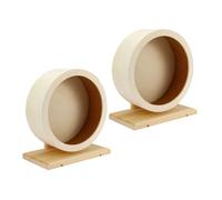 BESTonZON 2pcs Silent Wooden Hamster Exercise Wheel with Noise Reducing Cork Spacious Paw Friendly Running Track for Pets Like Chinchillas Hedgehogs Rats Promotes Active and Quiet Play