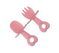BESTonZON 2pcs Silicone Spoon Fork for Weaning Safe Feeding Utensils Suction Plates