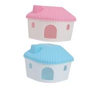BESTonZON 2Pcs Small Animal Hideout for Hamsters and Guinea Pigs Breathable Mini Hut Houses in Blue and Pink Stress Relief and Cozy Resting Shelter for Small Pets