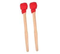 BESTonZON 2pcs Small Gong Hammer Drum Sticks Wood Handle Drumsticks Red Cloth Wrap Percussion Instrument Mallet for Adult Wooden Drumsticks Balanced Striking Force