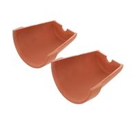 BESTonZON 2pcs Small Red Clay Reptile Hideouts with Yellow Edge, Turtle Cave Shelter and Basking Platform for Aquarium Terrarium, Creative Reptile Hides Suitable for Tortoise and Bearded