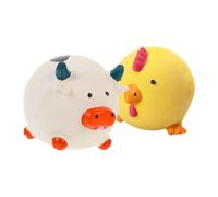 BESTonZON 2pcs Squeaky Dog Durable Latex Chew Chicken Cow Shapes Interactive Squeak Balls for Teething Relief for Small Medium Breed Dogs