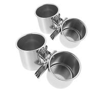 BESTonZON 2Pcs Stainless Steel Parrot Food Cup Multi Function Bird Feeding Holder Durable Pet Supplies for Easy Installation and Capacity Bird Cages