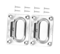 BESTonZON 2PCS Stainless Steel Recessed Cabinet Pull Handles for Boat Deck Hatches Flush Lift Rings with Smooth Operation Easy Installation for Furniture and Toolbox