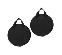 BESTonZON 2pcs Thickened Waterproof Cymbal Storage Bags Portable Handle, Single Layer Oxford Cloth Gong Pouch 40cm Diameter x 8cm Thickness, Black Instrument Carrier for Travel and Performance