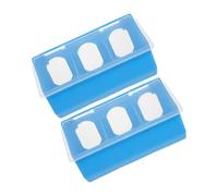 BESTonZON 2pcs Three-compartment Plastic Feed Box Lid Blue for Pigeon Loft Supplies Suitable for Chicken Feeding Bowl and Automatic Bird Pigeon Feeder in Cage