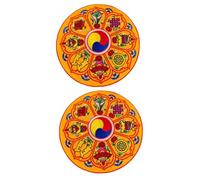 BESTonZON 2pcs Tibetan Singing Bowl Mat Buddhist Meditation Embroidery Pad Yoga Bowl Cushion Buddhist Symbolism