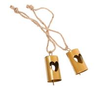 BESTonZON 2pcs Vintage Metal Bells for Christmas Decor Cylinder Hollow Heart Design Decorative Xmas Bells for Use for Wind Chimes and Holiday Parties