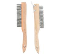 BESTonZON 2pcs Wire Scrub Brush with Wooden Handle for Rust Removal and Paint Scrubbing Steel Wire Utility Brushes for Metal Cleaning with Smooth Edges for Automotive and Maintenance