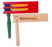 BESTonZON 2pcs Wooden Soundboards Ratchet Noise Maker for Educational Play Hand Percussion Instruments Double Layer Natural Wood for Party Favors and Musical Learning