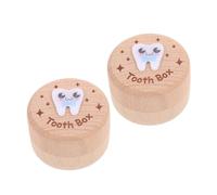 BESTonZON 2pcs Wooden Tooth Keepsake Box Storage for Boys and Multipurpose Holder for Teeth First Hair Locks Small Jewelry Elegant Modern Design for Memory Preservation