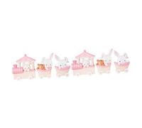 BESTonZON 2sets Pink Rabbit Train Cake Decor Adorable Bunny Figurines for Birthday Parties Showers Room Decoration Safe Material for Cakes Desserts 3pcs*2