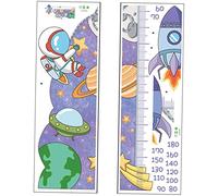 BESTonZON 2sheets Height Wall Ruler Sticker of Self-Adhesive Astronaut Wall Decal Solar System Stickers Boys and Girls Height Chart Fun Decor Material