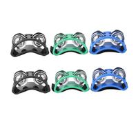 BESTonZON 3 Pairs Foot Tambourines Lightweight Musical Percussion Instrument for Adults Vibrant Colors Blue Green Black for Musicians Parties Performances