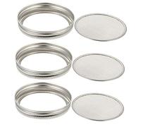 BESTonZON 304 Stainless Steel Sprouting Jar Lids with Lid Strainer Screens for Canning Jars 3pcs Set for Seed Sprouting and Filtering