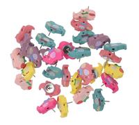 BESTonZON 30Pcs Wooden Push Pins Cute Colorful Elephant Thumbtacks Decorative Pushpins for Cork Board Photo Wall Office and School Supplies
