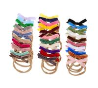 BESTonZON 32pcs Fluffy Bow Soft Stretchy Headbands For Newborns Infants Toddlers: Baby Girls Elastic Hairbands With Sweet Bow Design