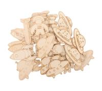 BESTonZON 32Pcs Outer Space Wooden Cutouts DIY Craft Set with Planet and Rocket Shapes, Unfinished Wood Chips for Party Decorations and Home Art Projects