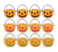 BESTonZON 36 PCS Halloween Mini Candy Buckets, 2.5inch Plastic Pumpkin Bucket Dollhouse Miniature Decorations, Pumpkin Candy Bucket with Handle, Rick or Treat Bucket for Halloween Party Doll House