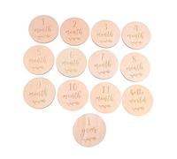 BESTonZON 39 Pcs Photography Props Natural Wood Disc Photo Props Cards Double Sided Discs Milestone Wood Discs Milestone Discs Bath Sign Wooden Card Take a Bath Newborn