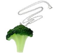 BESTonZON 3D Realistic Broccoli Pendant Necklace for Women, Vegetarian Vegetable Statement Necklace with Clavicle Chain, Trendy Drop Pendant Jewelry for Daughter and Ladies