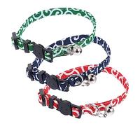 BESTonZON 3Pcs Adjustable Breathable Kitten Bow Collar with Bell Pet Cat Necktie Safety Collar Comfortable Multi Colored Green Red Navy for Cats and Kittens