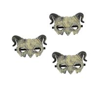 BESTonZON 3pcs Beige Half Face Claw Devil Mask Horror Halloween Party Prop Ghostlike Cosplay Masquerade Accessory for Fun Carnivals and Costume Events