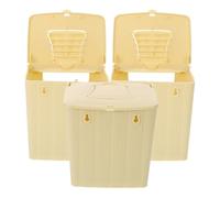 BESTonZON 3pcs Bird Nesting Box with Hooks and Lid for Small Birds | Plastic Build, Viewing Window and Cleaning Access, Wall Mount Design, Beige Finish, Fodder Plate Included
