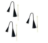 BESTonZON 3pcs Boy Girl Agogo Bell Toy Traditional Samba Percussion Instrument with Wooden Stick Small Musical Bell for Early Education and Black