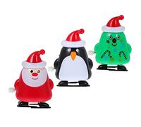 BESTonZON 3Pcs Christmas Wind Up for Funny Santa Claus Christmas Tree Penguin Playthings Lovely Plastic Clockwork Mechanism Safe Childrens Interactive Garden Decorations