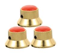 BESTonZON 3pcs Guitar Control Knob Red Accents Gold Guitar Knobs for Bass Electric Volume Tone Control