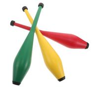 BESTonZON 3pcs Juggling Sticks Lightweight Plastic Clubs for Beginner Skill Development Circus Performance Props with Vibrant Red Yellow Green Colors Safe Play Accessories
