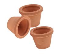 BESTonZON 3pcs Mini Ceramic Succulent Planters for Indoor Plants Small Red Terracotta Pots with Natural Color for Office Decoration Living Desk Shelf for Cactus Herbs and Flower Arrangement