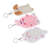 BESTonZON 3pcs Plush Animal Card Holder Keychain Set - Fuzzy ID Badge Holder Pendant for Students, K-Pop Photocard Sleeve with Cute Dog, Long-Haired Cat, and Bunny Designs - Photo Card
