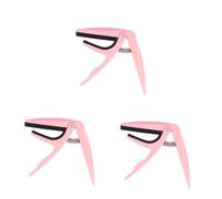 BESTonZON 3pcs Professional Capo Pink Clip-on Tuner for Acoustic Chords Zinc Alloy