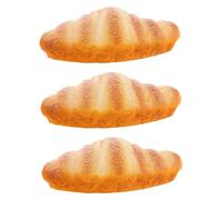 BESTonZON 3pcs Realistic Faux French Croissant for Kitchen Decor Sturdy Lightweight Artificial Bread Models with Authentic Texture for Bakery Display Photography Props Cafe Retail Styling