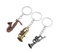BESTonZON 3pcs Saxophone Keychain Vintage Metal Key Ring Musical Instrument Trumpet-Inspired Pendant Sturdy Metal Construction Polished Smooth Keepsake