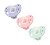 BESTonZON 3pcs Silicone Pacifier Flatulence Boy Girl Sleeping Soothers Ergonomic Design Food-Grade Material Pink Green Blue for Calm Cries