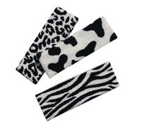 BESTonZON 3pcs Women Headband Set Black White Zebra Cow Print Elastic Face Washing Makeup Headbands Wide Knitted Hairbands for Autumn Winter