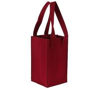 BESTonZON 4 Bottle Wine Carrier Wine Bag with Divider Felt Wine Storage Tote Bag Reusable Grocery Bags Red Wine Bottle Storage Box with Handle for Travel Picnic Wine Lover Red