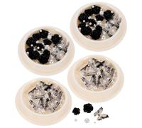BESTonZON 4 Boxes Black Rhinestone Nail Flower Decoration with Resin Material, Practical DIY Nail Accessories for Enthusiasts and Professional Makeup Artists, for Face Decoration and Beauty