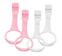 BESTonZON 4 Pcs Baby Walking Assistant Rings Toddler Cot Hanging Handles Plastic Pull up Rings for Standing and Walking Training, Infant Playpen Support Grip in White and Pink, 20×9cm
