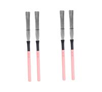 BESTonZON 4 Pcs Drum Drum Brush Drum Wire Brush Instrument Accessories Retractable Wire Steel Wire Drum Brush Wire Drum Stick Brush Drumsticks Snare Drum Professional Drum Brush Pink Wood